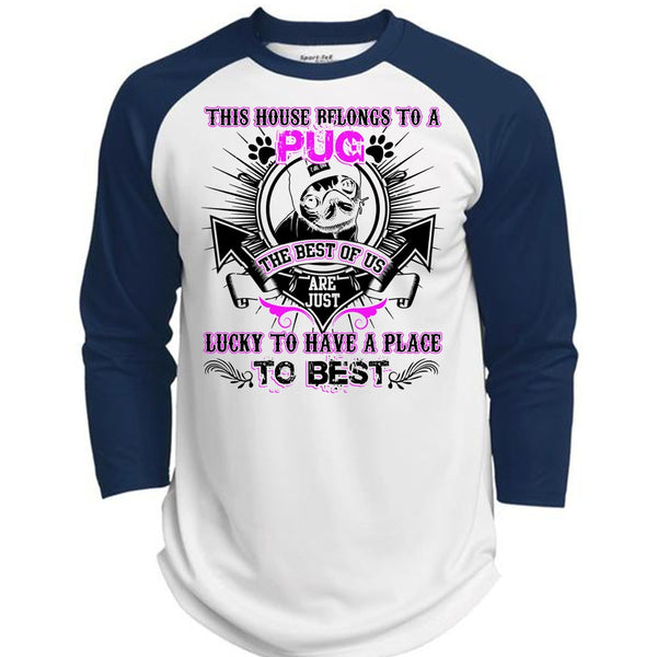 This House Belongs To A Pug T Shirt, I Love Pug T Shirt, Awesome T-Shirts  (Polyester Game Baseball Jersey)