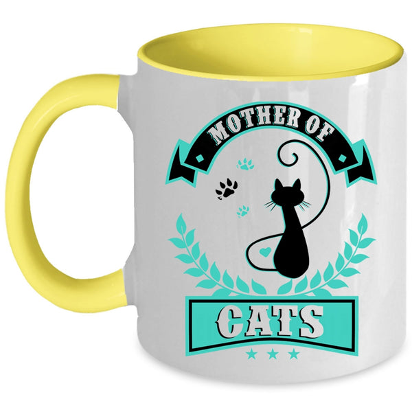 Cute Gift For Mom Coffee Mug, Mother Of Cats Accent Mug