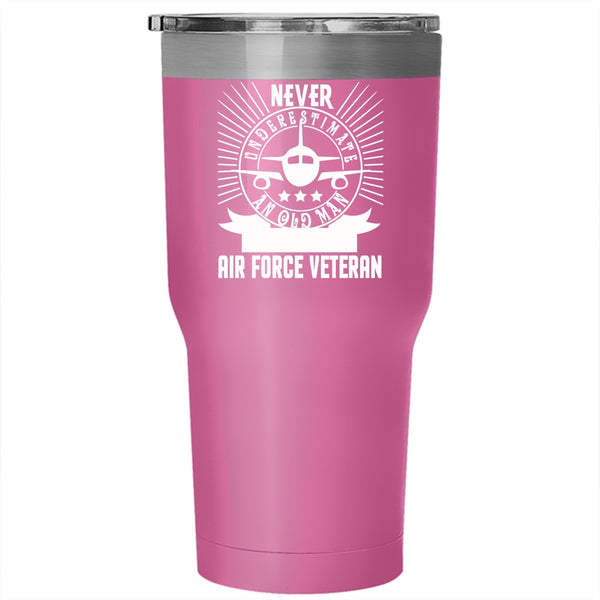 Old Man Is An Air Force Veteran Tumbler 30 oz Stainless Steel, Granddad Travel Mug