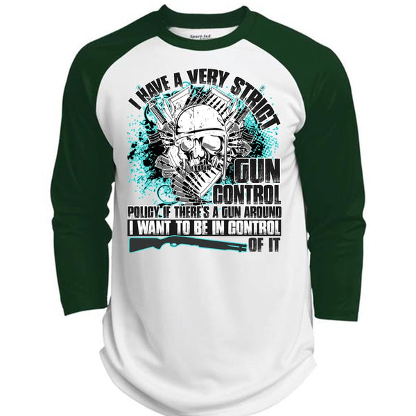 I Have A Very Strict Gun Control T Shirt, I Love Veteran T Shirt, Awesome T-Shirts  (Polyester Game Baseball Jersey)