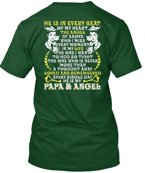 He Is In Every Beat Of My Heart T Shirt, Papa And Angel T Shirt