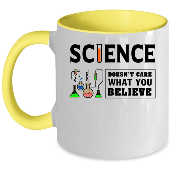 Doesn't Care What You Believe Coffee Mug, Science Accent Mug