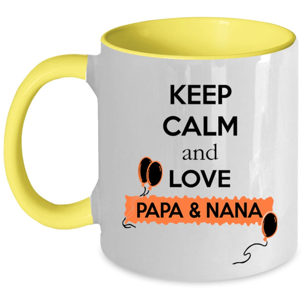 Papa And Nana Coffee Mug, Keep Calm And Love Papa And Nana Accent Mug