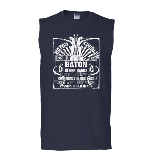 Baton Twirler T Shirt, Born With A Baton Tank Top (Men's Cotton Sleeveless)