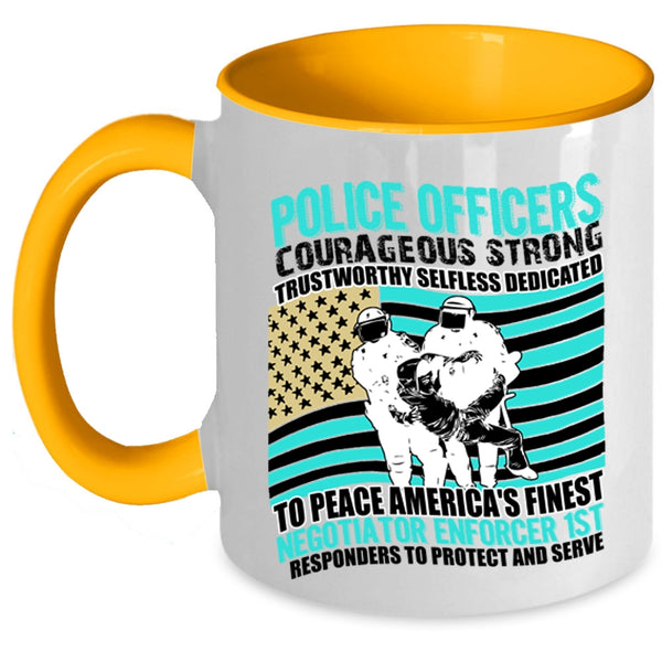 Cute Police Officer Coffee Mug, Police Officers Courageous Strong Accent Mug