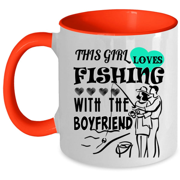 Cool Couple Coffee Mug, This Girl Loves Fishing With The Boyfriend Accent Mug
