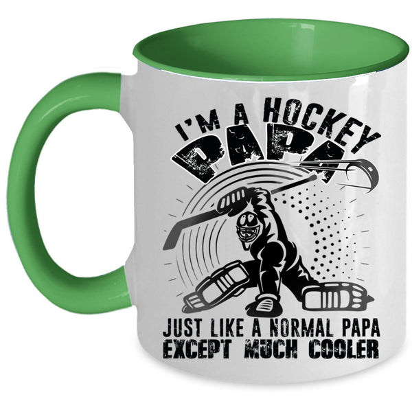 Gift For Dad Coffee Mug, I'm A Hockey Papa Accent Mug