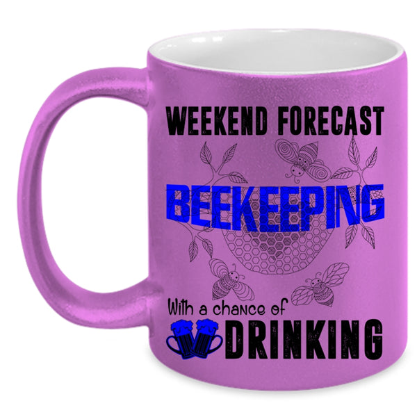 Chance Of Drinking Coffee Mug, Weekend Forecast Beekeeping Accent Mug