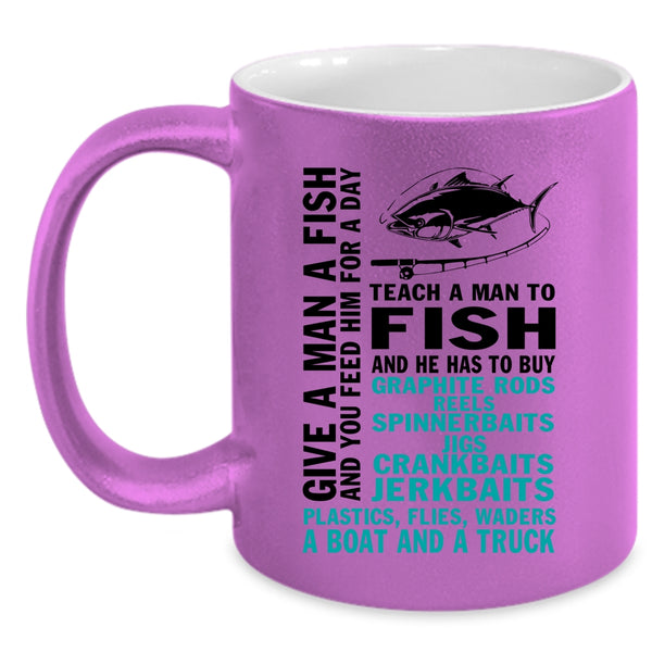 Teach A Man To Fish Coffee Mug, Give A Man A Fish Accent Mug