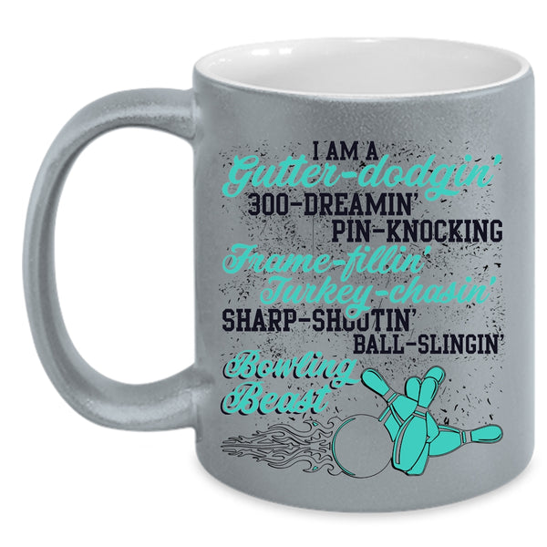 I Love Bowling Coffee Mug, I Am A Bowling Beast Accent Mug