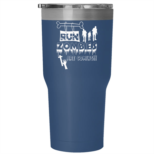 Run Zombies Are Coming Tumbler 30 oz Stainless Steel, Halloween Ghost Travel Mug