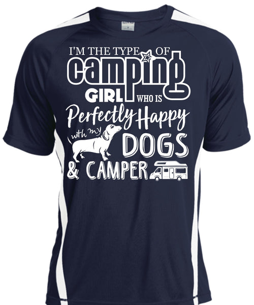 I'm The Type Of Camping Girl T Shirt, Dogs And Camper T Shirt, Cool Shirt