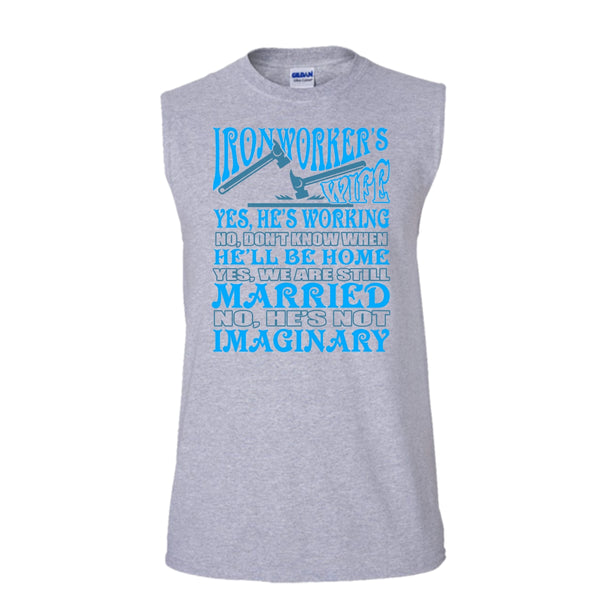 Ironworker's Wife T Shirt, Coolest Ironworker's Wife T Shirt, Awesome t-shirts (Men's Cotton Sleeveless)
