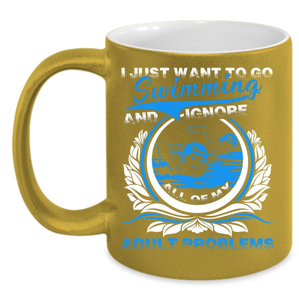 I Just Want To Go Swimming Coffee Mug, Go Swimming Coffee Cup