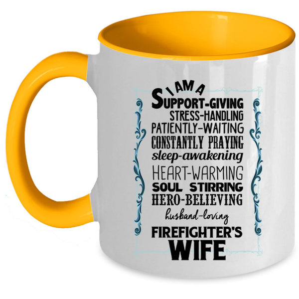 Just Married Coffee Mug, I Am A Firefighter's Wife Accent Mug