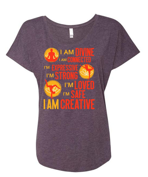 I Am Creative T Shirt, I Am Divine T Shirt, Cool Shirt (Ladies' Triblend Dolman Sleeve)