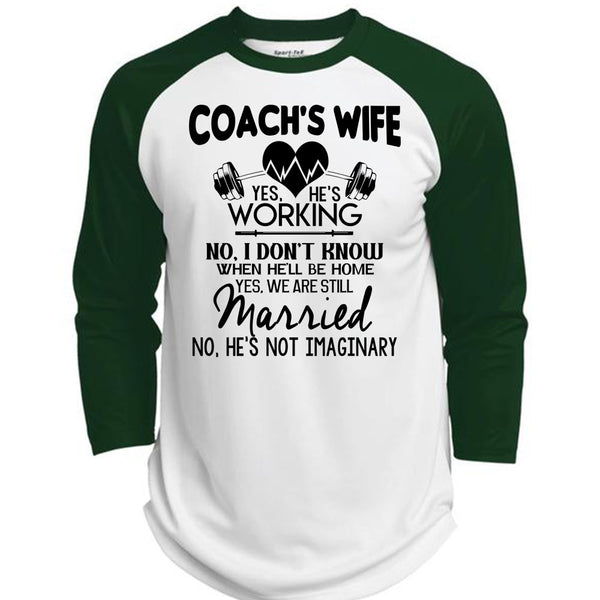 Coach's Wife He's Working T Shirt, I Love Coach T Shirt, Awesome T-Shirts  (Polyester Game Baseball Jersey)
