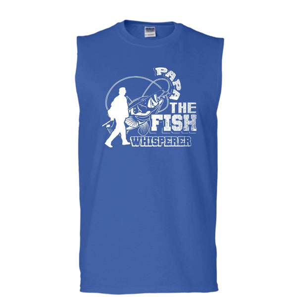 Papa The Fish Whisperer T Shirt, Coolest Hooker Tank Top (Men's Cotton Sleeveless)