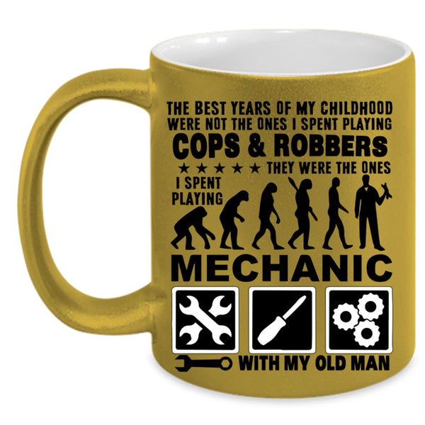 Grandpa Coffee Mug, I Spent Playing Mechanic With My Old Man Accent Mug