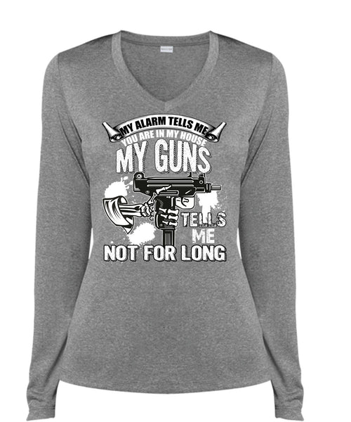 My House My Guns T Shirt, Being A Veteran T Shirt, Cool Shirt (Ladies LS Heather V-Neck)