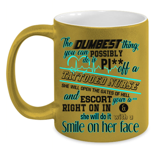 Funny Gift For Nurse Coffee Mug, Tattooed Nurse Accent Mug