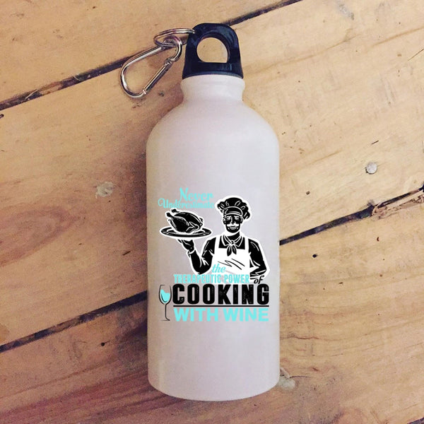 The Power Of Cooking With Wine 20 oz Stainless Steel Bottle,Awesome Chef Outdoor Sports Water Bottle