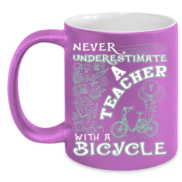 Teacher With A Bicycle Coffee Mug, Funny Gift For Teacher Coffee Cup