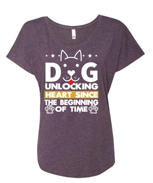 Dog Unlocking Heart T Shirt, My Favorite T Shirt, Cool Shirt (Ladies' Triblend Dolman Sleeve)