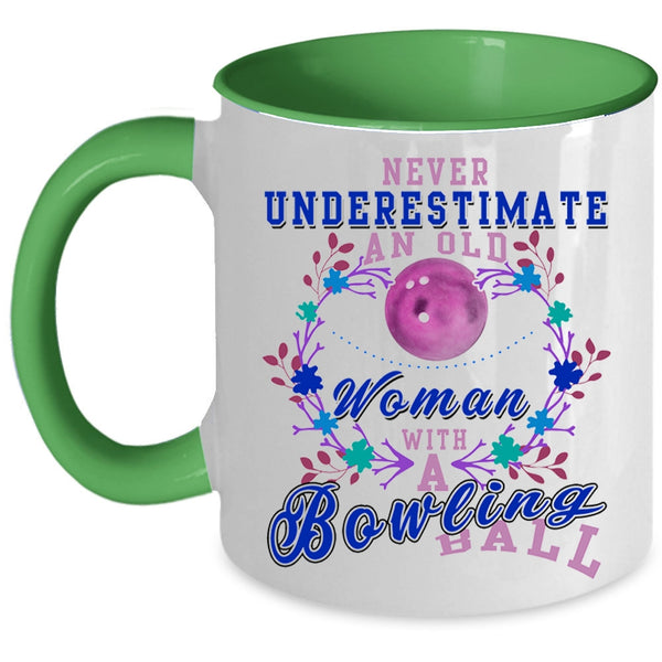 Cute Grandmas Coffee Mug, An Old Woman With A Bowling Ball Accent Mug