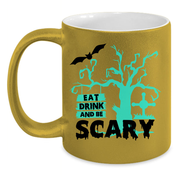 Cool Halloween Coffee Mug, Eat Drink And Be Scary Accent Mug
