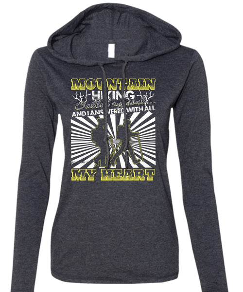 Mountain Hiking T Shirt, I Love Hiking T Shirt (Anvil Ladies Ringspun Hooded)