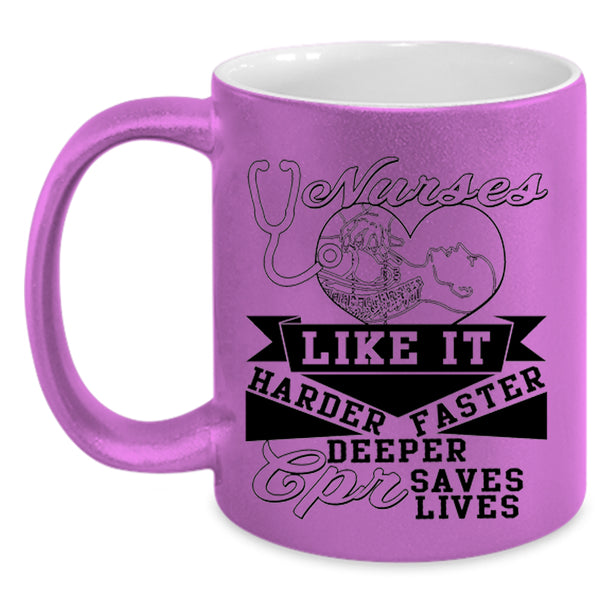 Harder Faster Deeper Coffee Mug, Nurses Accent Mug
