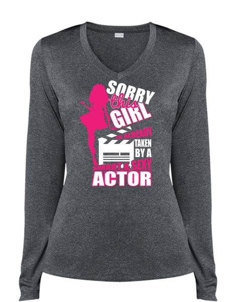 This Girl Is Already Taken By A Smart Actor T Shirt, Being An Actor T Shirt, Cool Shirt (Ladies LS Heather V-Neck)