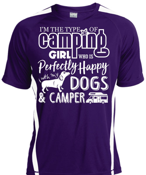 I'm The Type Of Camping Girl T Shirt, Dogs And Camper T Shirt, Cool Shirt