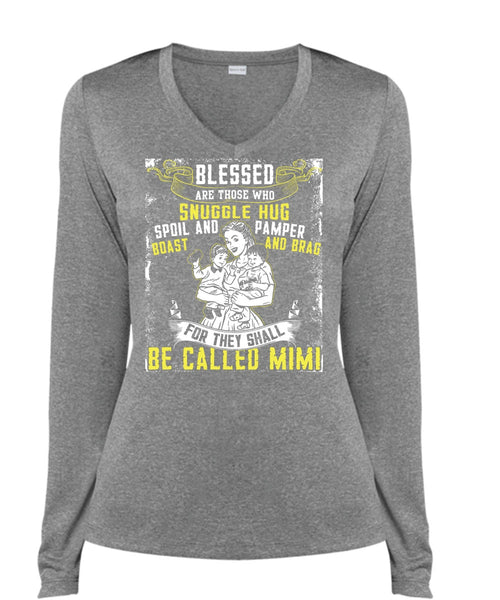 They Shall Be Called Mimi T Shirt, Being A Mom T Shirt, Cool Shirt (Ladies LS Heather V-Neck)