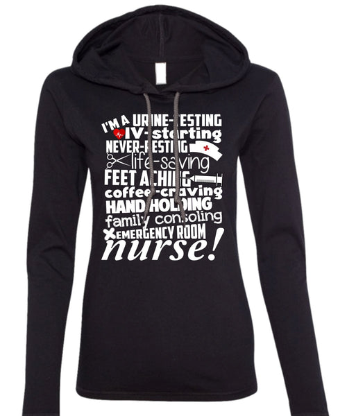 Emergency Room Nurse T Shirt, I Love Nursing T Shirt (Anvil Ladies Ringspun Hooded)