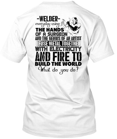 A black t-shirt with the shopify logo