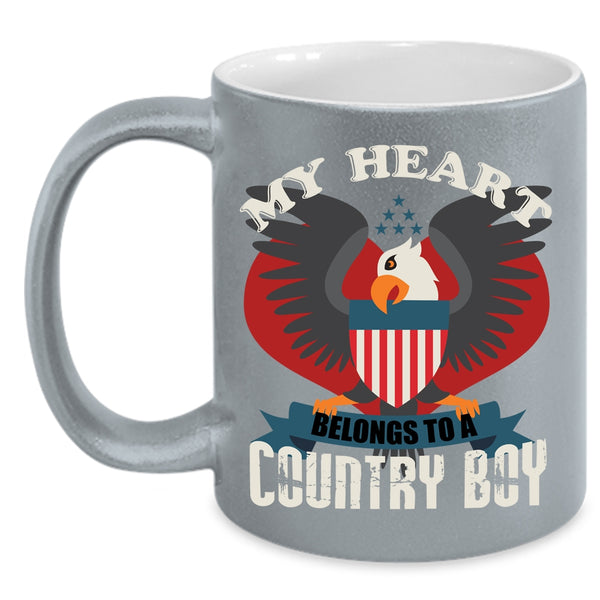 My Heart Belongs To A Country Boy Coffee Mug, Cool Couple Coffee Cup