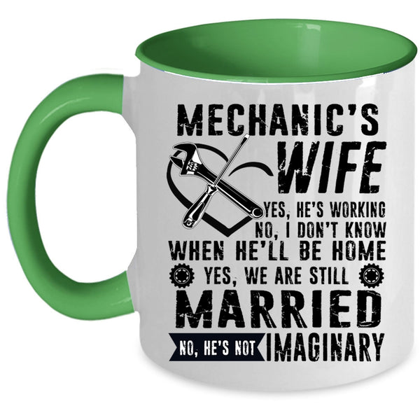 Just Married Coffee Mug, Mechanic's Wife Accent Mug