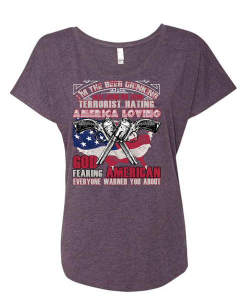 God Fearing American T Shirt, Being A Veteran T Shirt, Cool Shirt (Ladies' Triblend Dolman Sleeve)