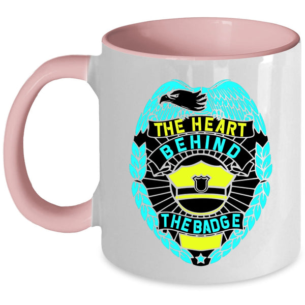 Cool Police Officer Coffee Mug, The Heart Behind The Badge Accent Mug
