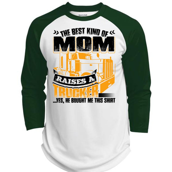 Mom Raises A Trucker T Shirt, I Love Trucking T Shirt, Awesome T-Shirts  (Polyester Game Baseball Jersey)