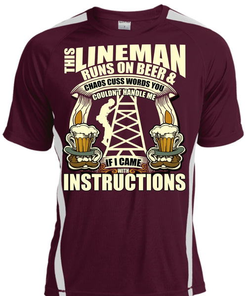 This Lineman Runs On Beer T Shirt, I Came With Instructions T Shirt, Cool Shirt