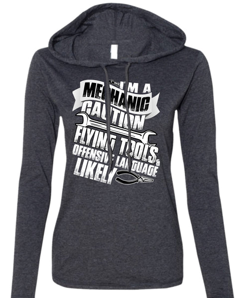I'm A Mechanic T Shirt, Flying Tools T Shirt (Anvil Ladies Ringspun Hooded)