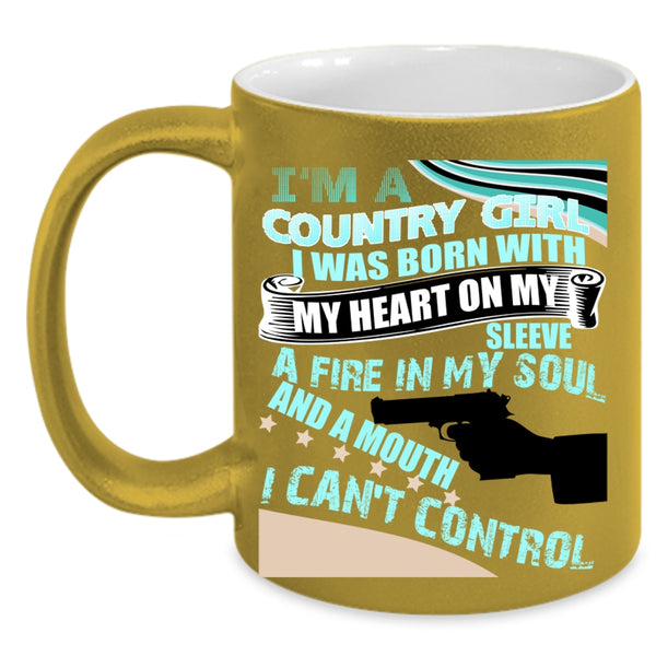 I Was Born With My Heart Coffee Mug, I'm A Country Girl Accent Mug