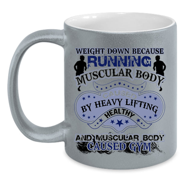 Muscular Body Caused Gym Coffee Mug, Running Muscular Body Accent Mug