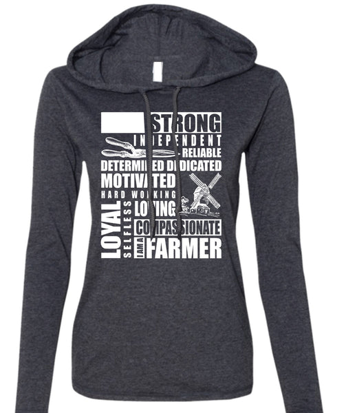 I Am A Farmer T Shirt, Hard Working Loving T Shirt (Anvil Ladies Ringspun Hooded)