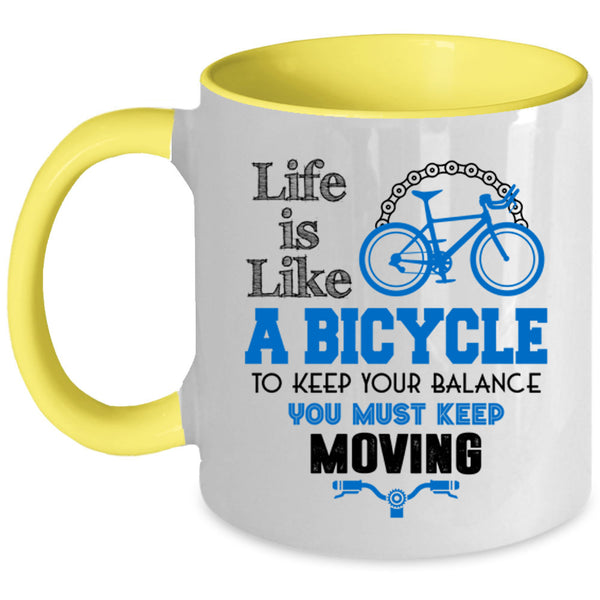 I Love Bicycling Coffee Mug, Life Is Like A Bicycle Accent Mug