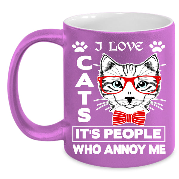 I Love Cats Coffee Mug, Cute Gift For Cat Lovers Coffee Cup