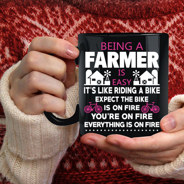 Being A Farmer Is Easy Coffee Mug, Cool Farmer Coffee Cup